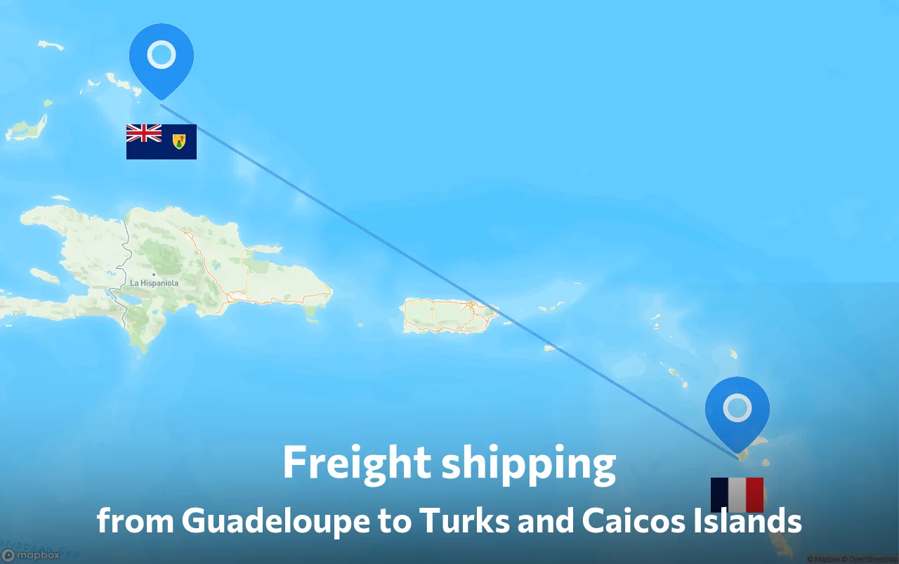 Shipping route from Guadeloupe to Turks and Caicos Islands