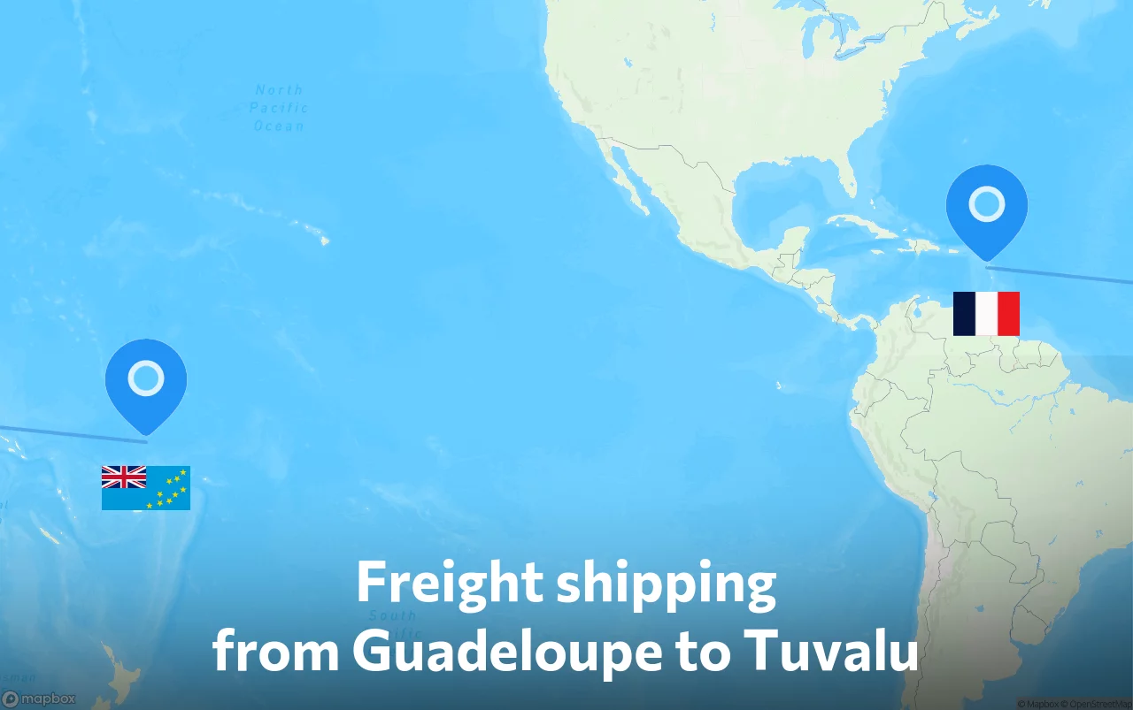 Shipping route from Guadeloupe to Tuvalu