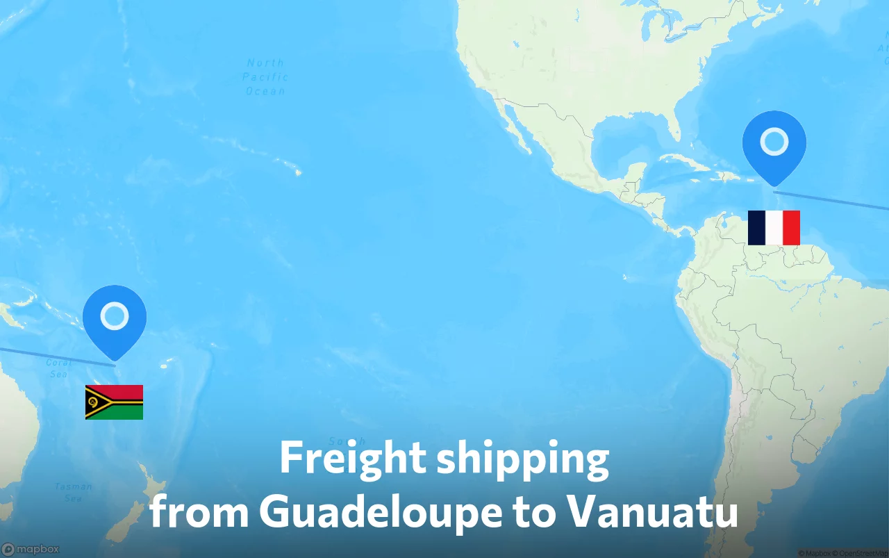Shipping route from Guadeloupe to Vanuatu