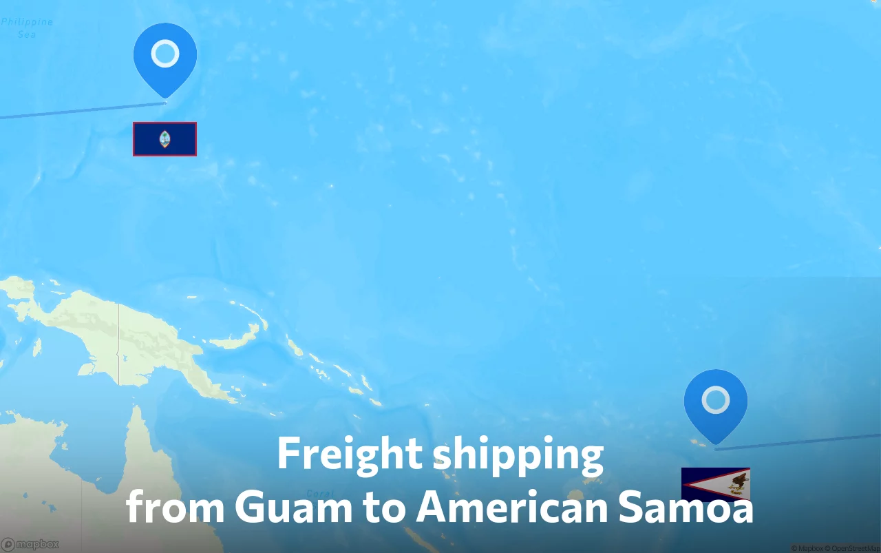 Shipping route from Guam to American Samoa