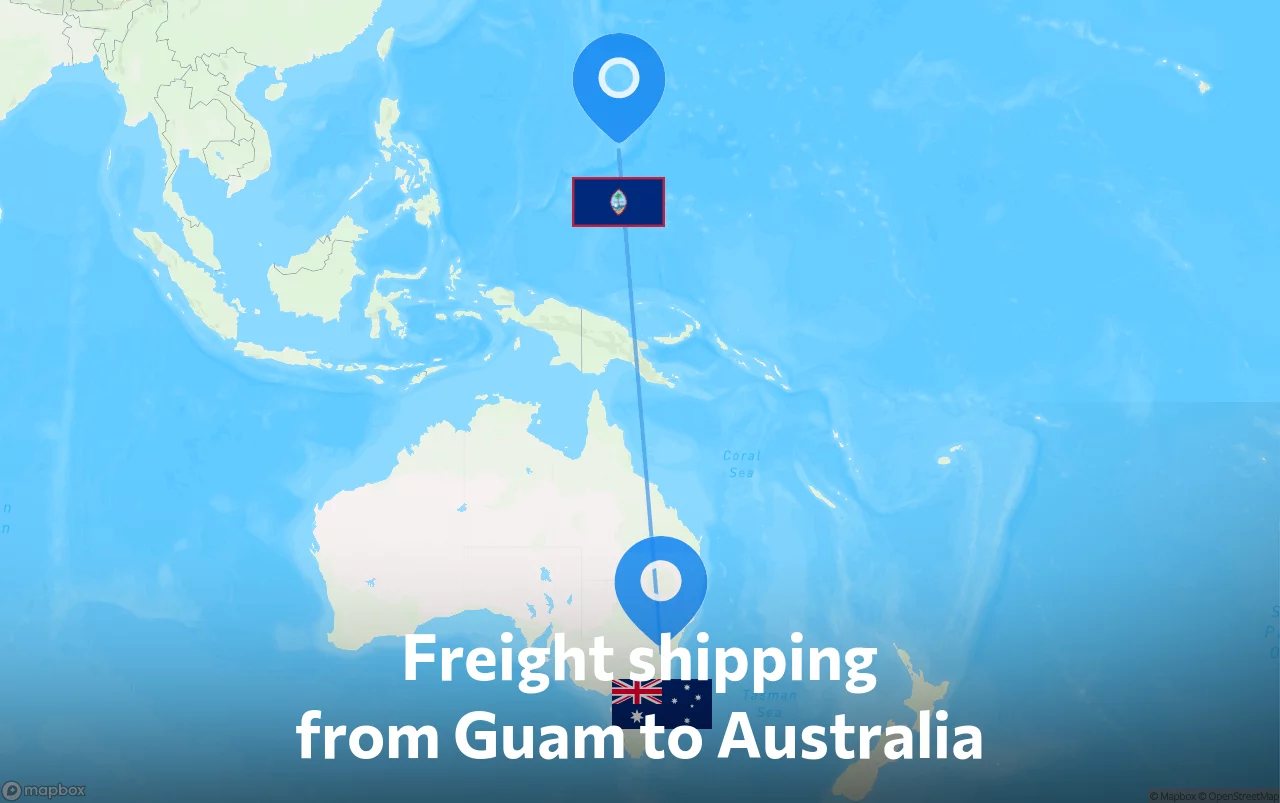Shipping route from Guam to Australia