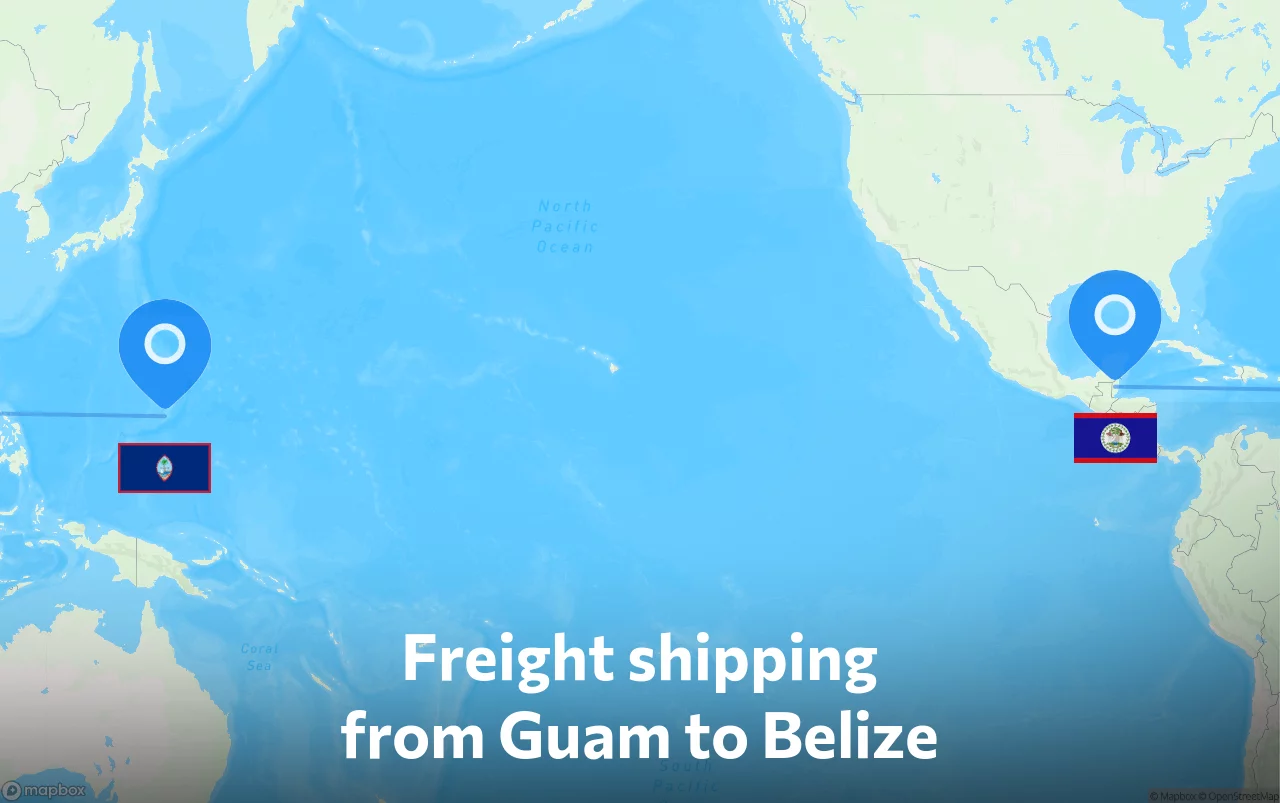 Shipping route from Guam to Belize