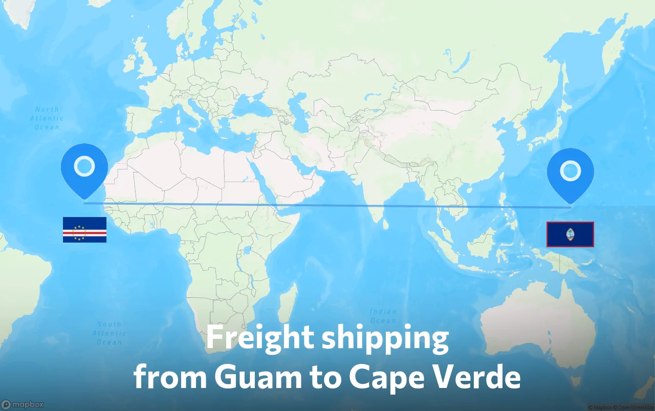 Shipping route from Guam to Cape Verde