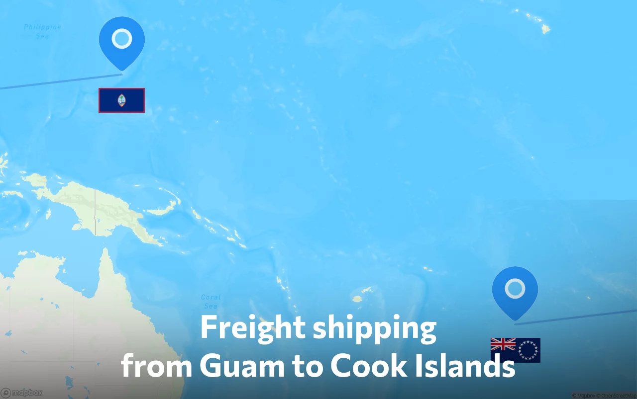 Shipping route from Guam to Cook Islands
