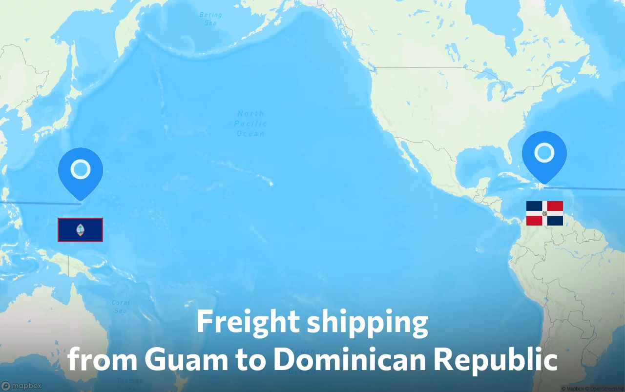 Shipping route from Guam to Dominican Republic