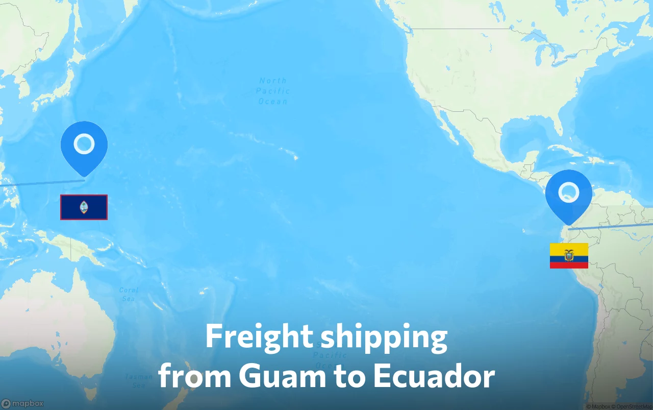 Shipping route from Guam to Ecuador
