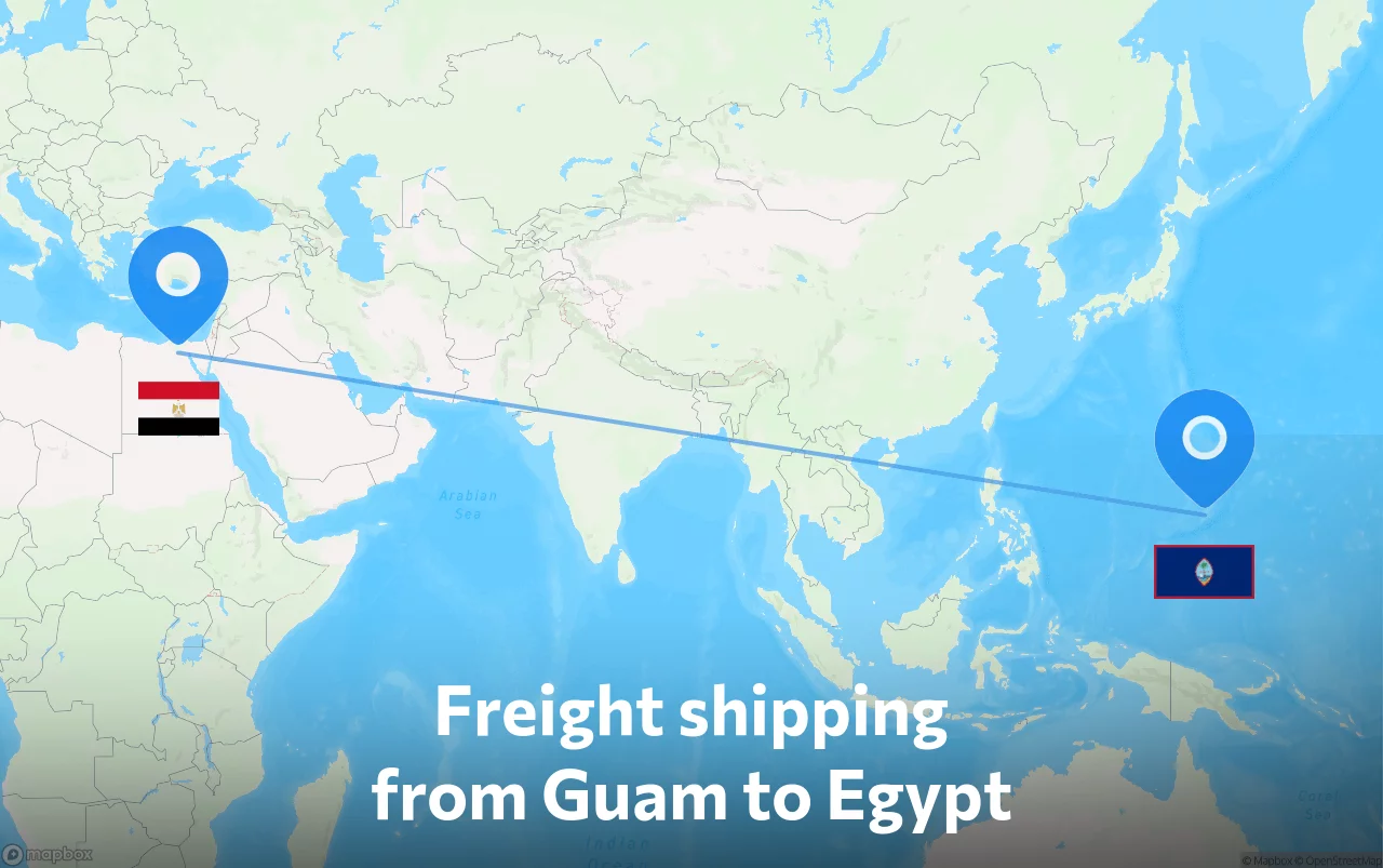 Shipping route from Guam to Egypt