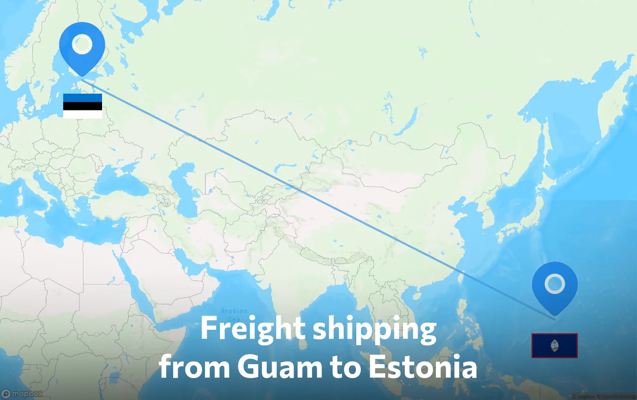 Shipping route from Guam to Estonia