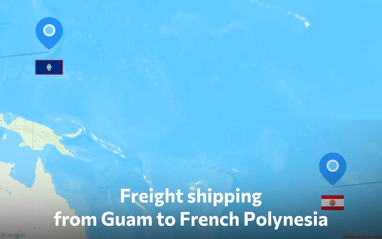Shipping route from Guam to French Polynesia