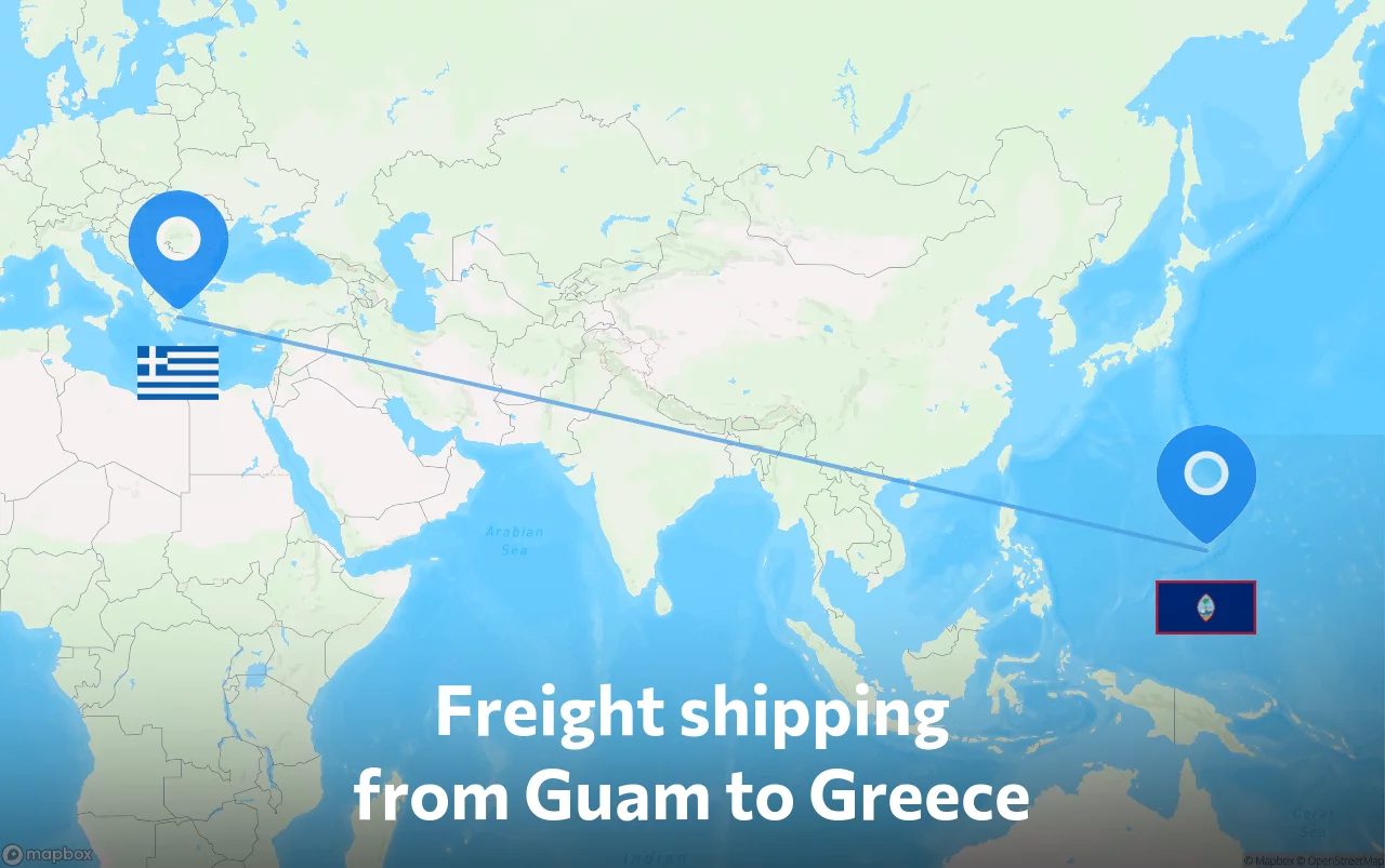 Shipping route from Guam to Greece
