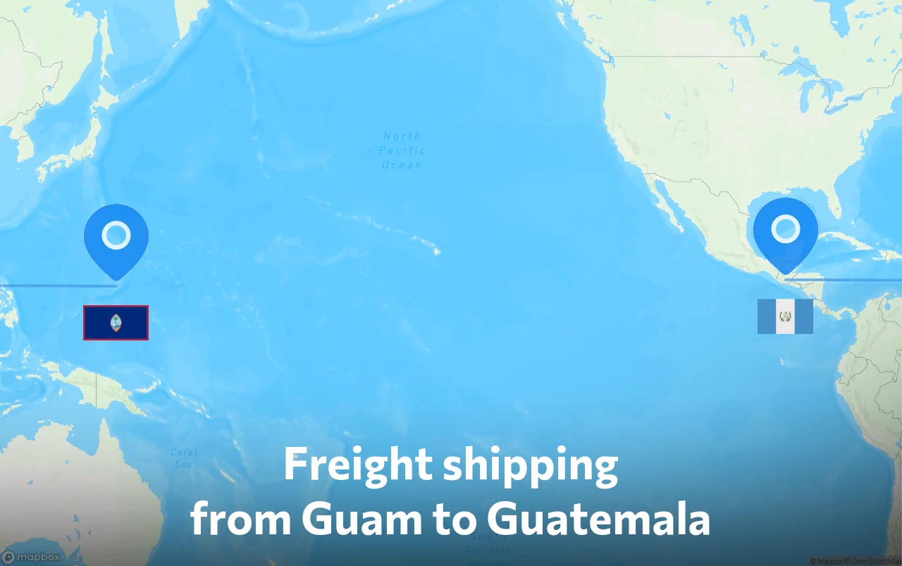 Shipping route from Guam to Guatemala