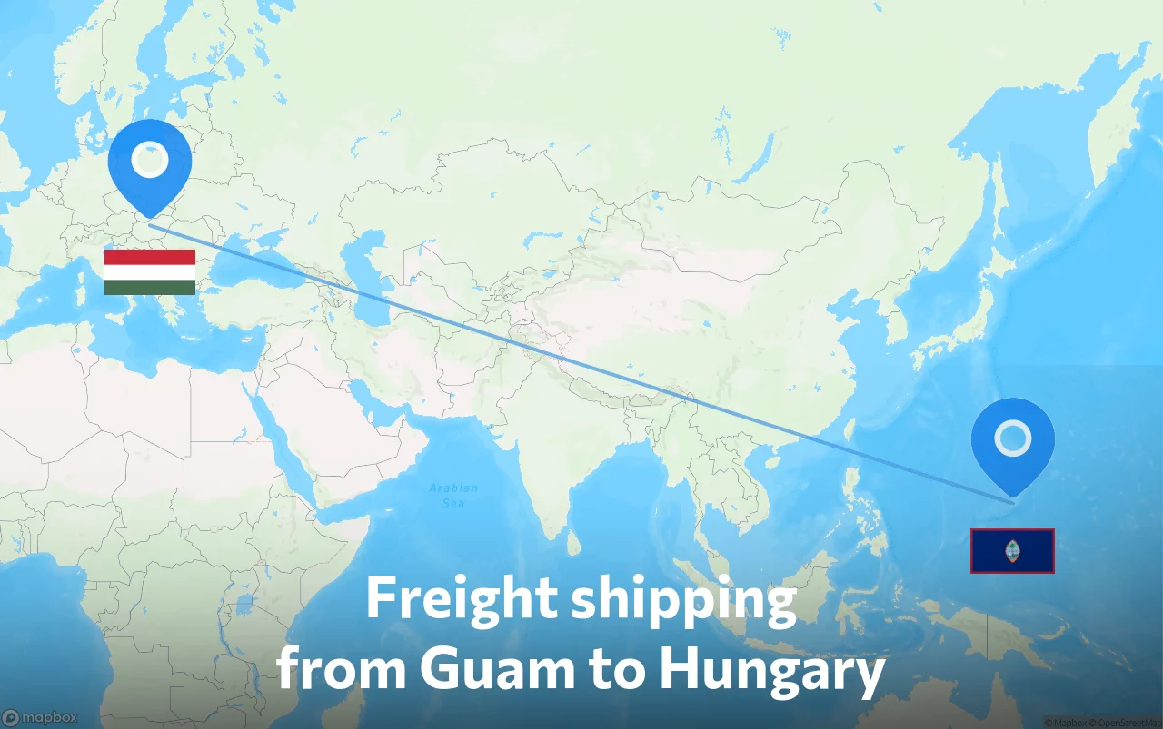 Shipping route from Guam to Hungary