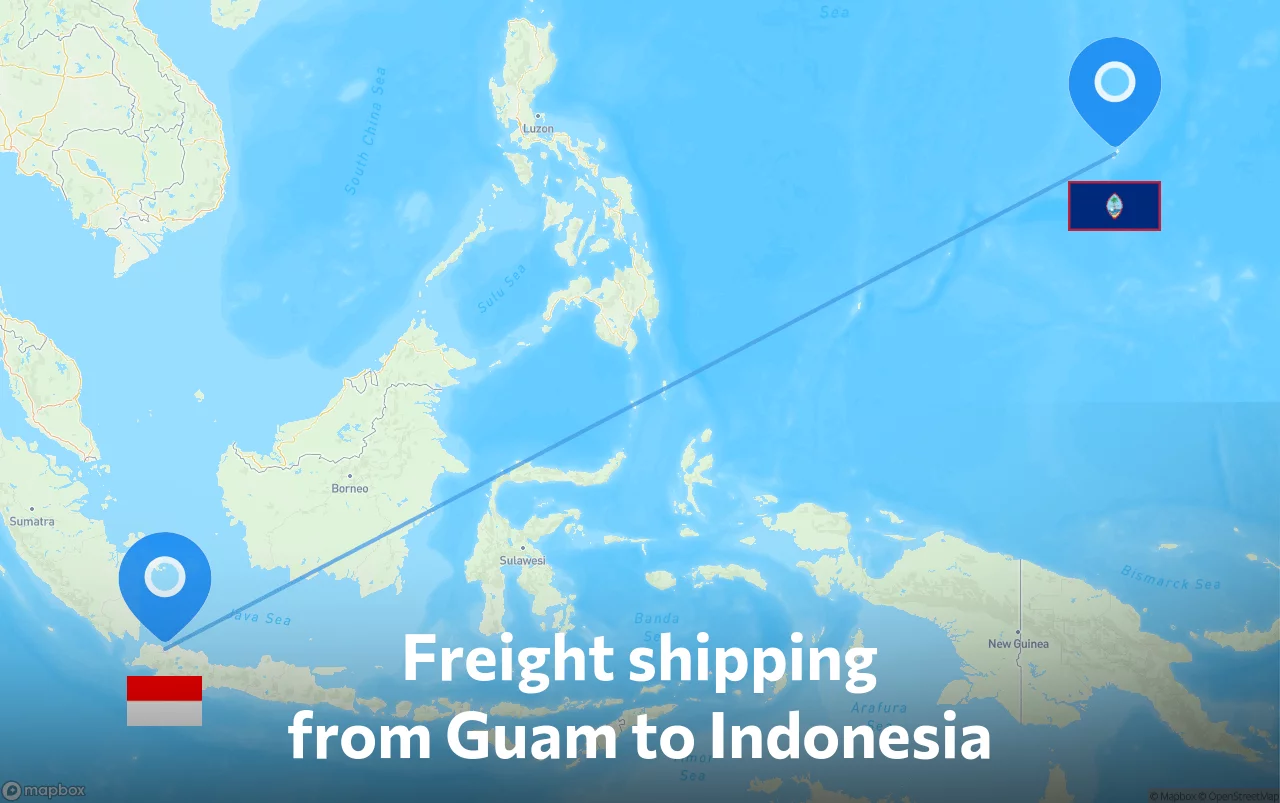 Shipping route from Guam to Indonesia
