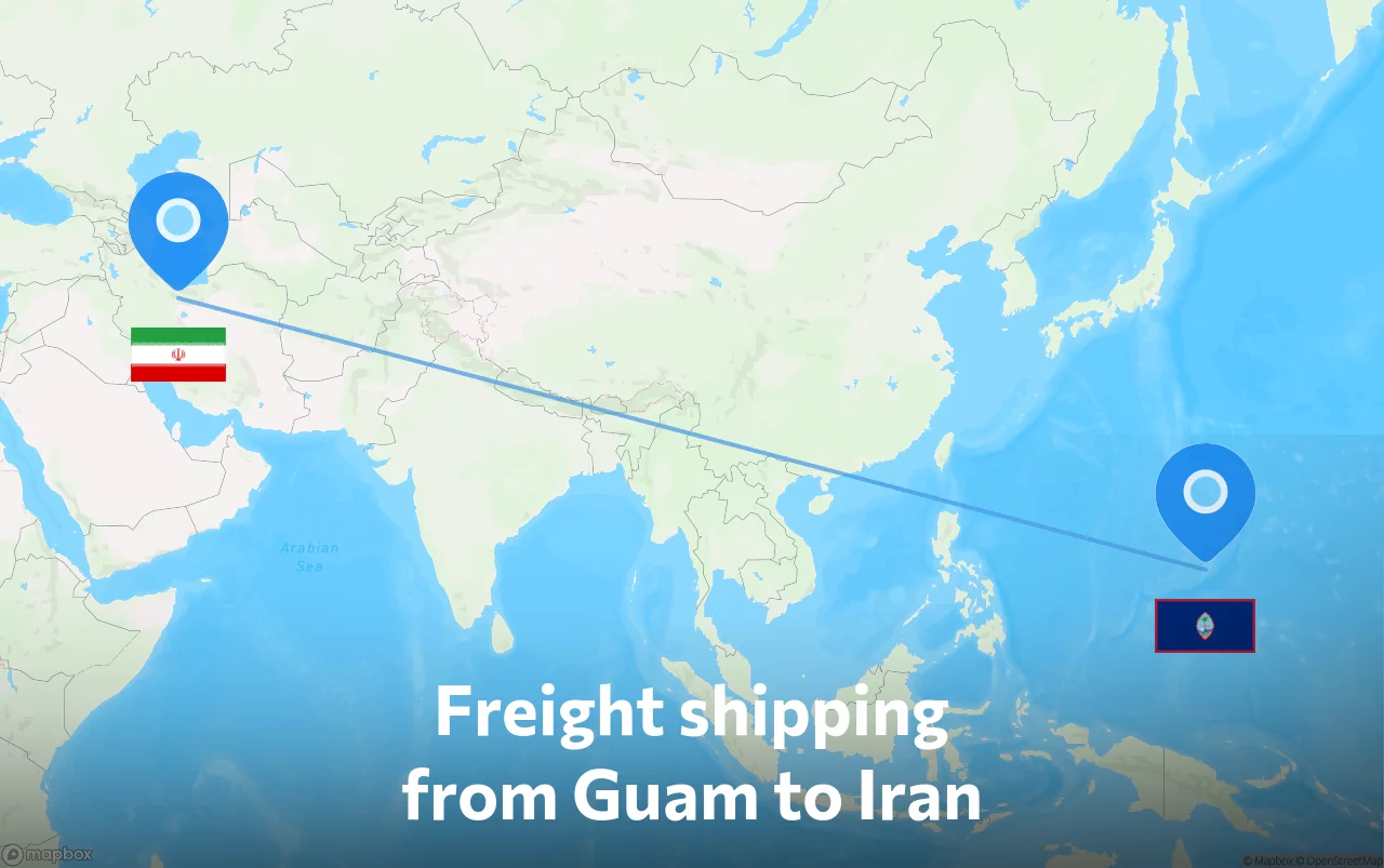 Shipping route from Guam to Iran