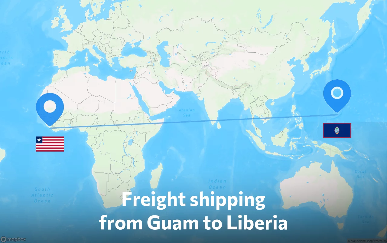 Shipping route from Guam to Liberia