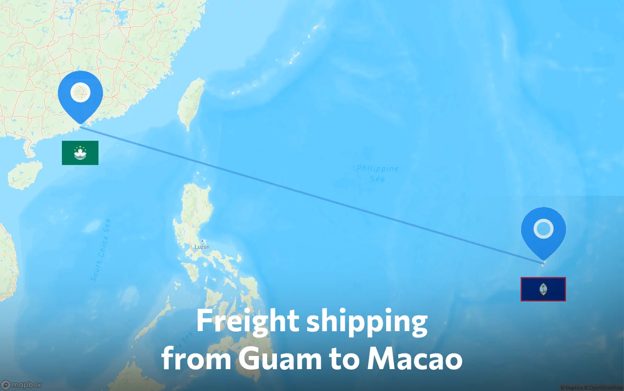Shipping route from Guam to Macao