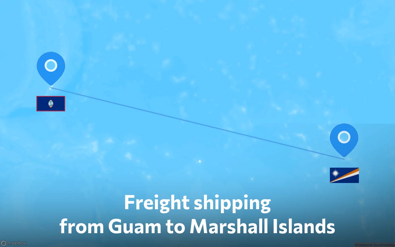 Shipping route from Guam to Marshall Islands