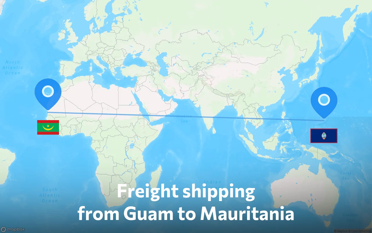 Shipping route from Guam to Mauritania