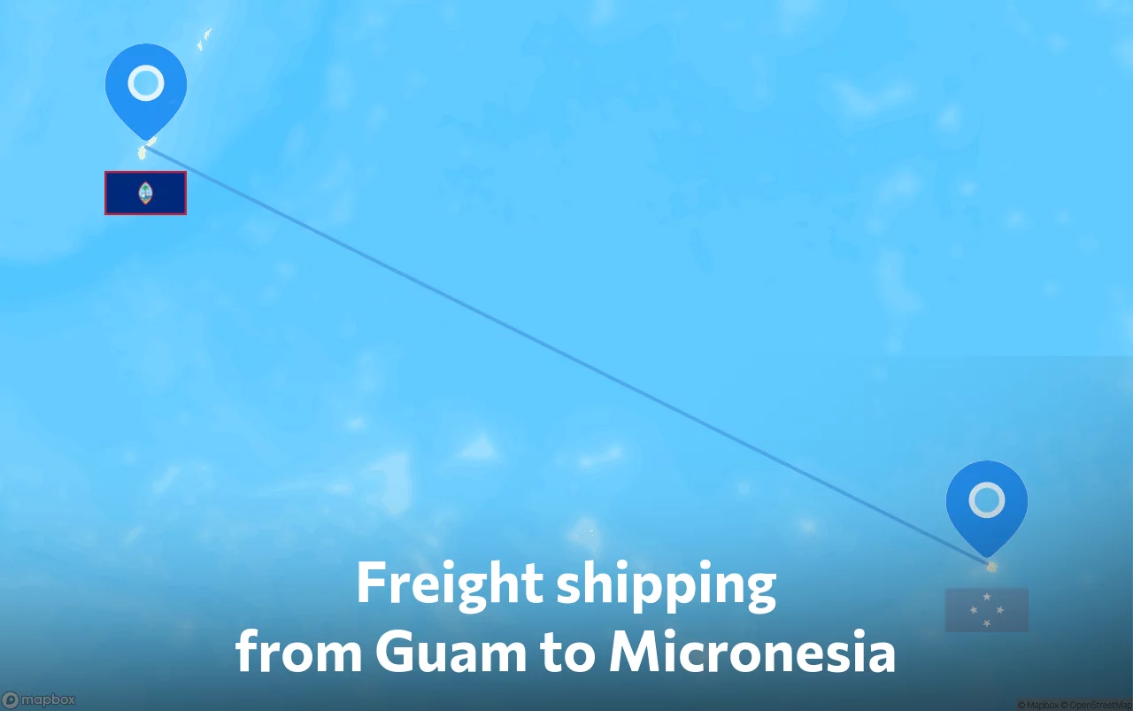 Shipping route from Guam to Micronesia