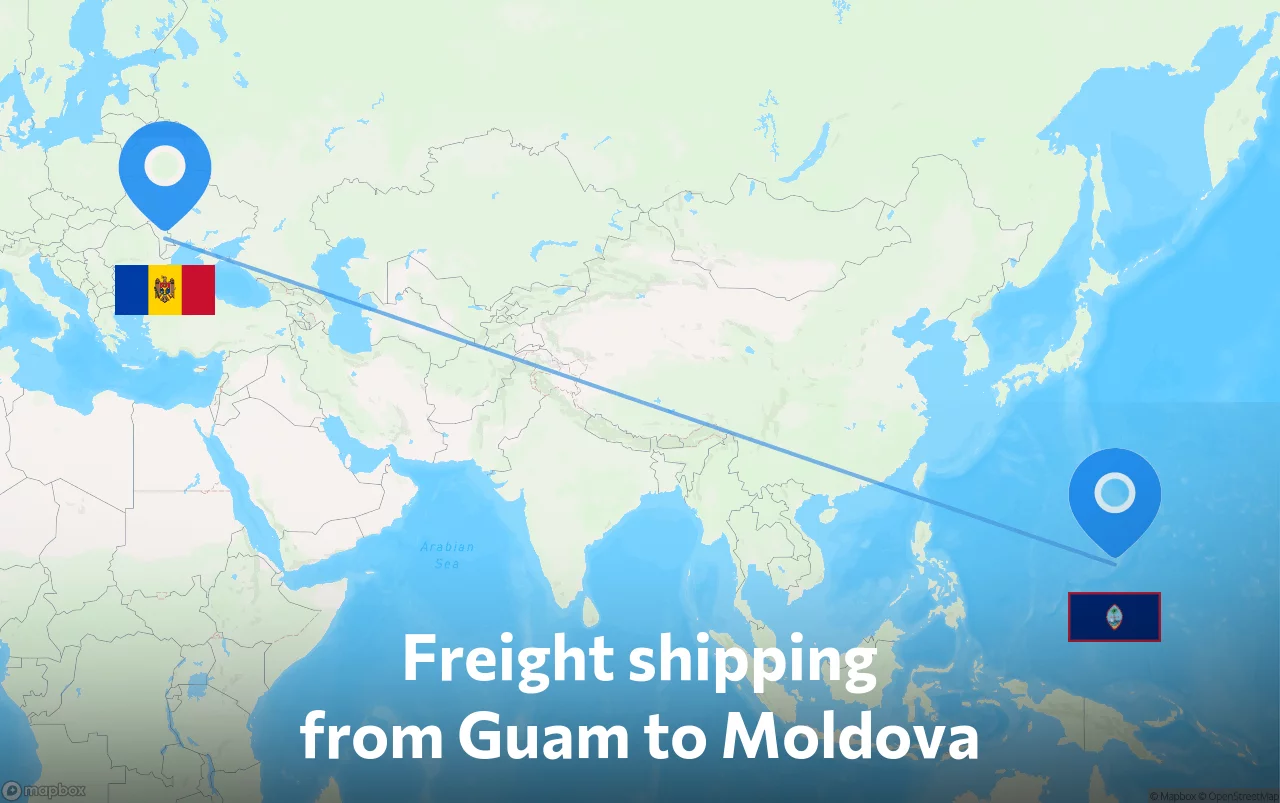 Shipping route from Guam to Moldova