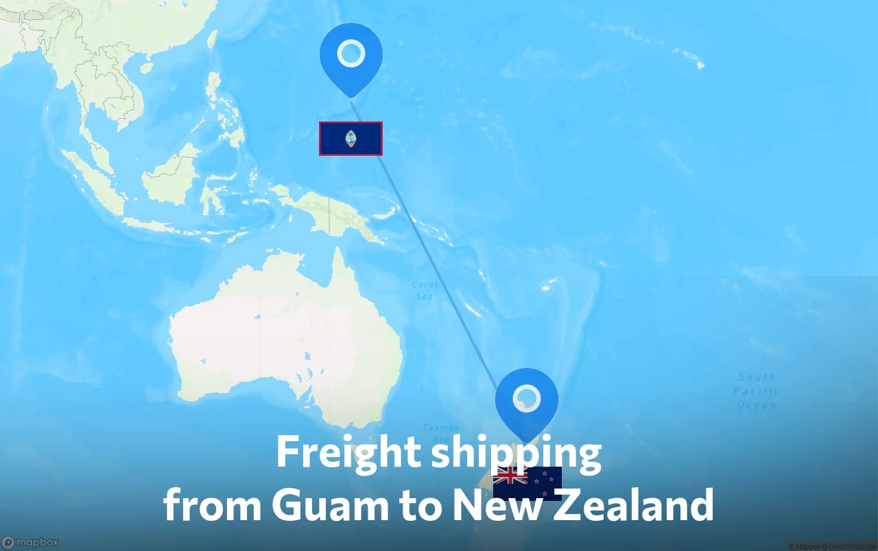 Shipping route from Guam to New Zealand