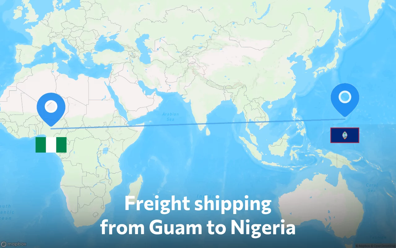 Shipping route from Guam to Nigeria