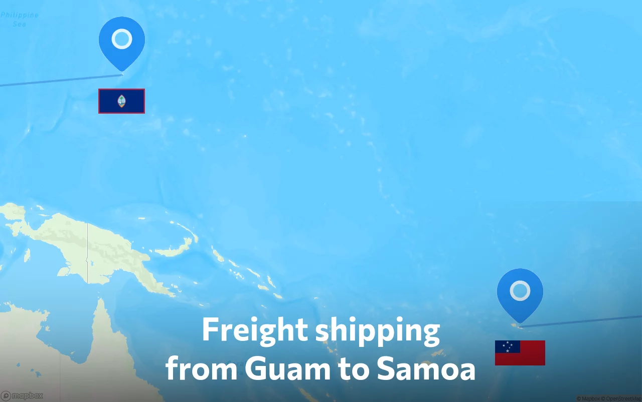 Shipping route from Guam to Samoa