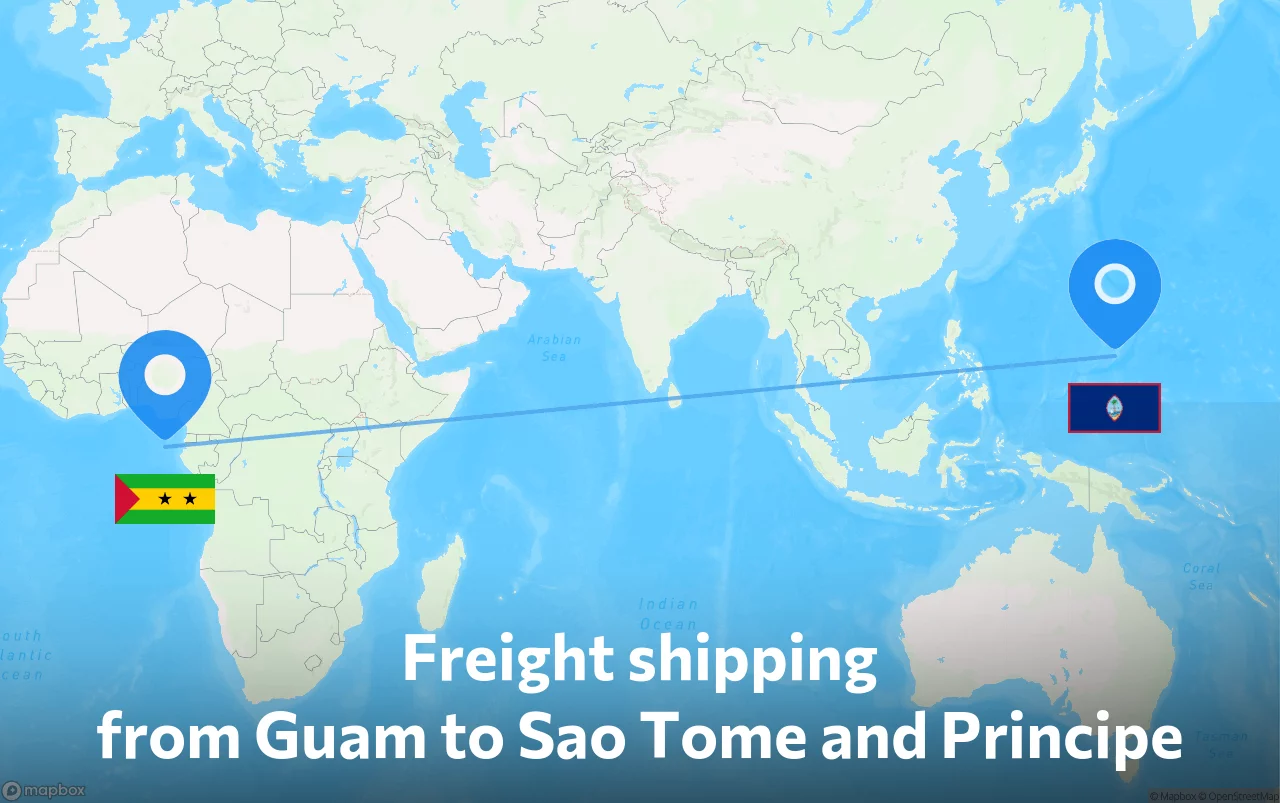 Shipping route from Guam to Sao Tome and Principe