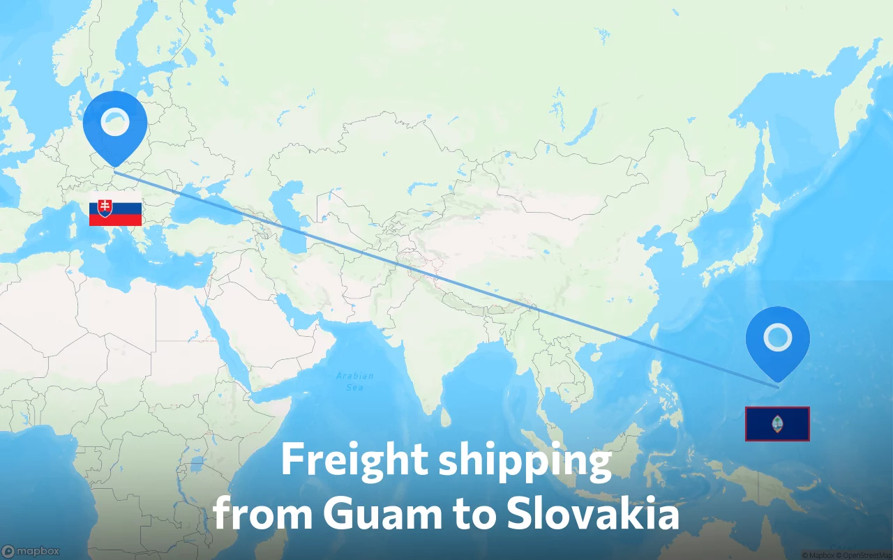 Shipping route from Guam to Slovakia