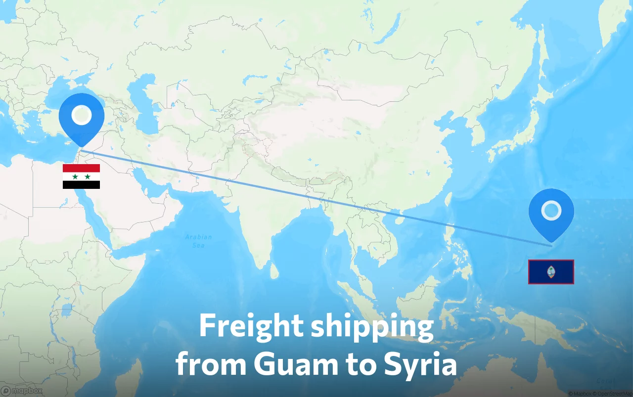 Shipping route from Guam to Syria