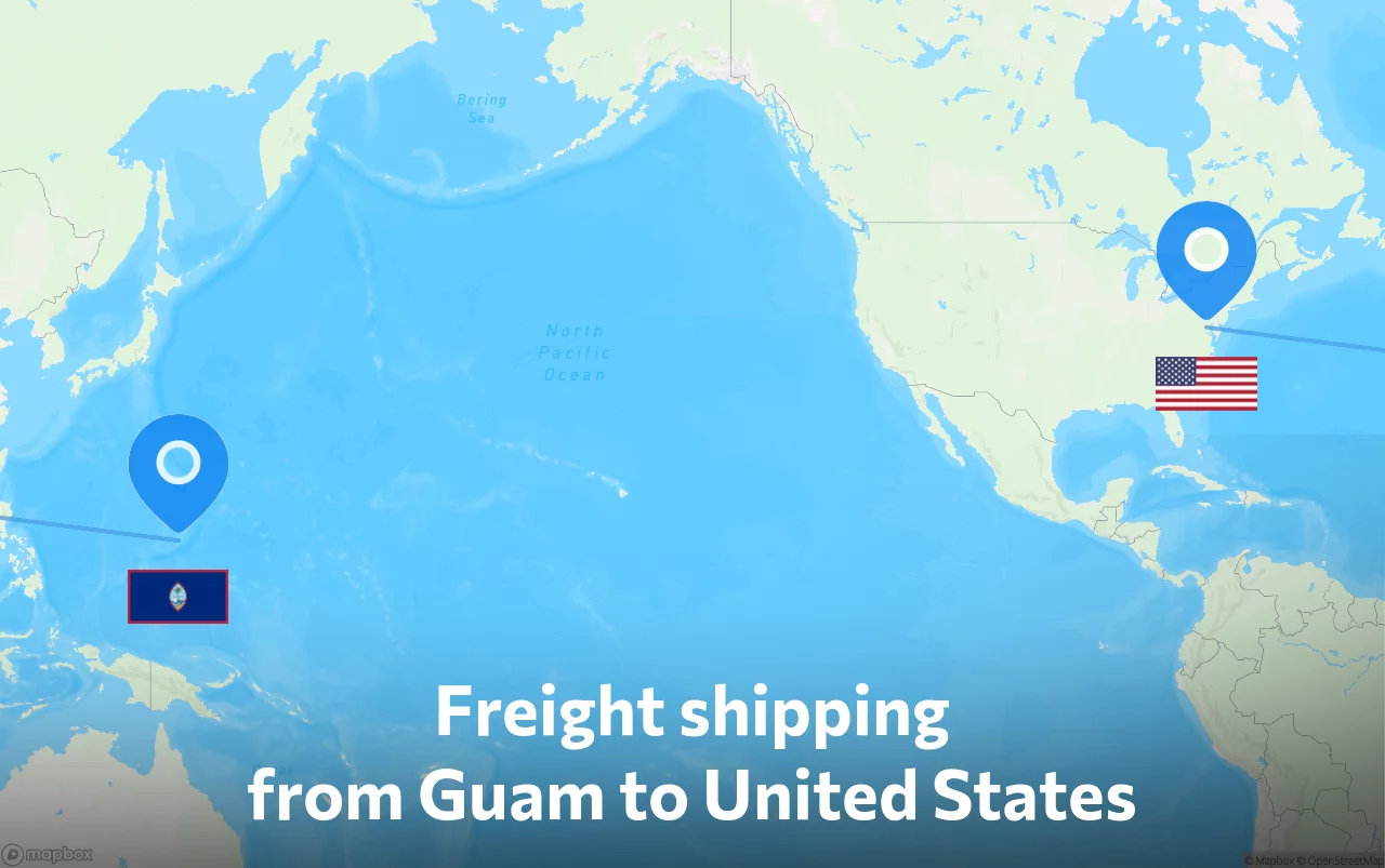 Shipping route from Guam to United States