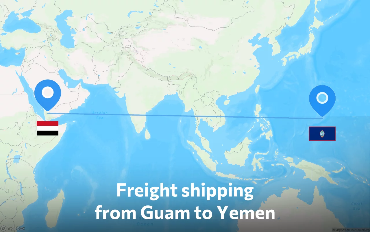 Shipping route from Guam to Yemen