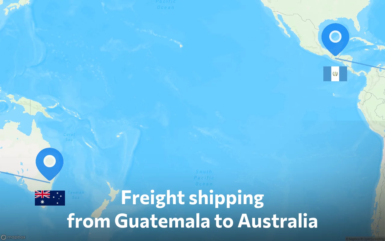 Shipping route from Guatemala to Australia