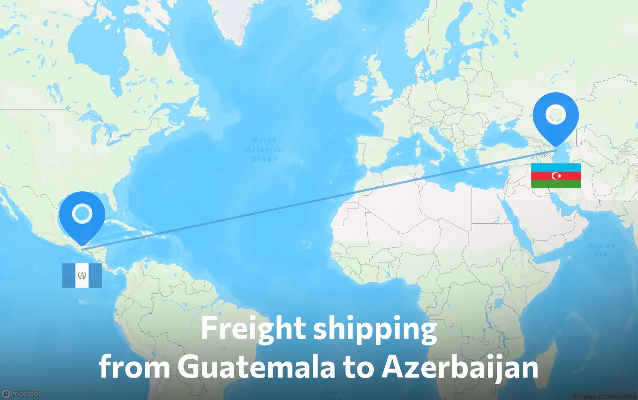 Shipping route from Guatemala to Azerbaijan