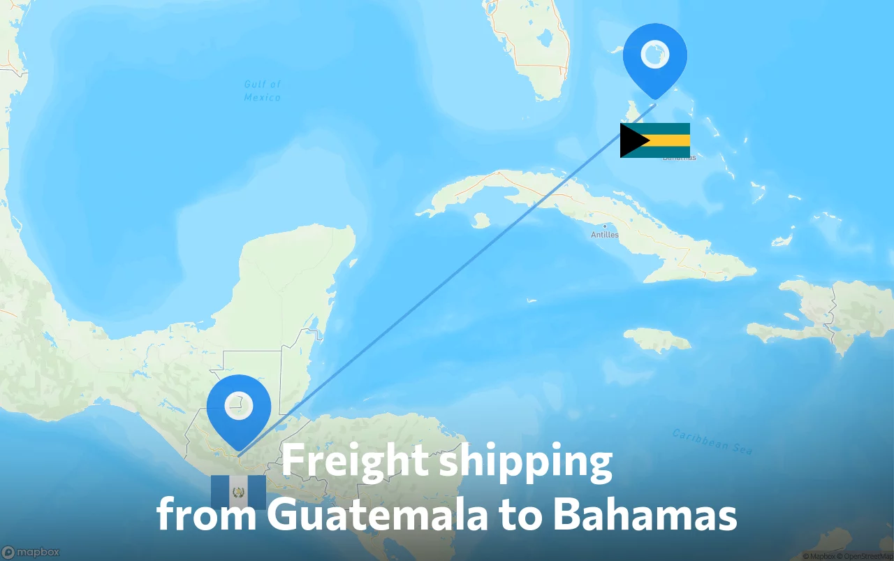 Shipping route from Guatemala to Bahamas