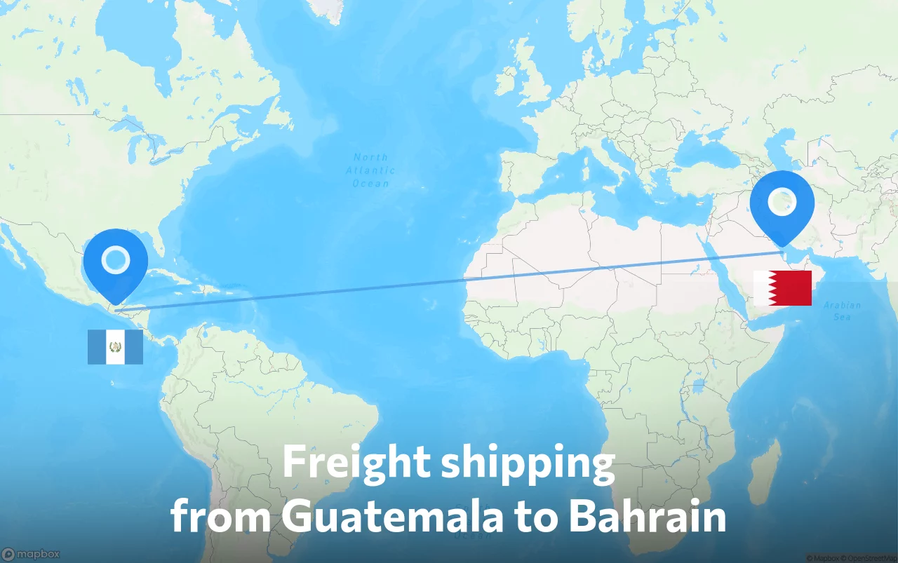 Shipping route from Guatemala to Bahrain
