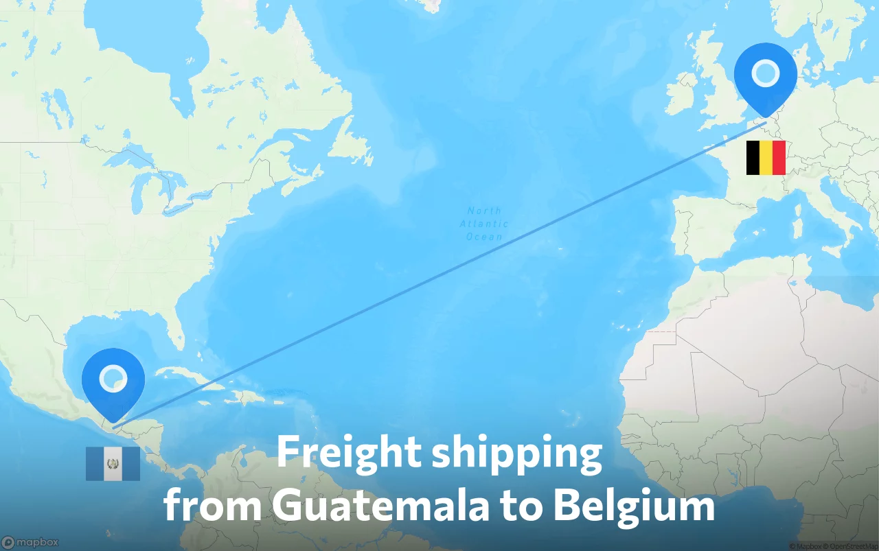 Shipping route from Guatemala to Belgium