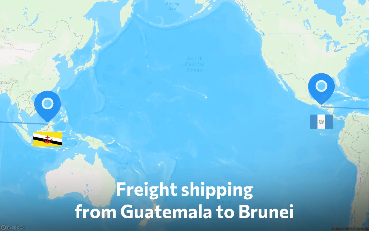 Shipping route from Guatemala to Brunei
