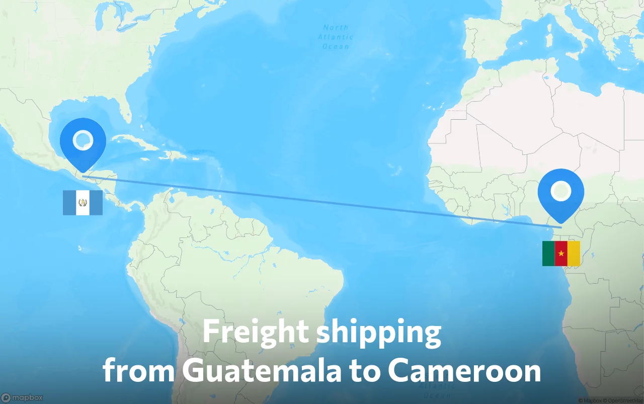 Shipping route from Guatemala to Cameroon