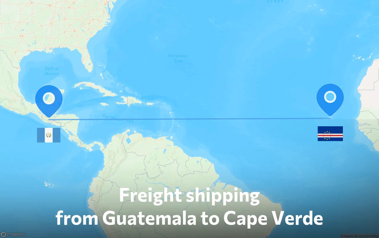Shipping route from Guatemala to Cape Verde