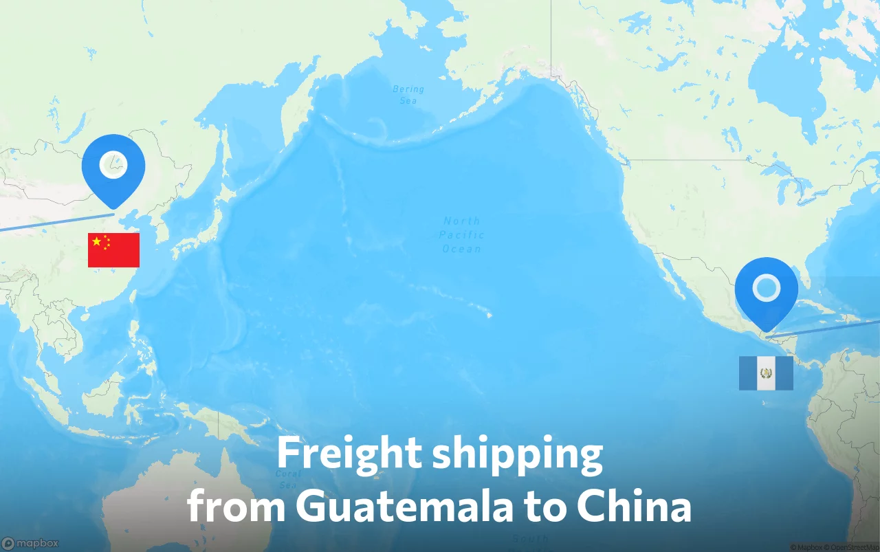 Shipping route from Guatemala to China