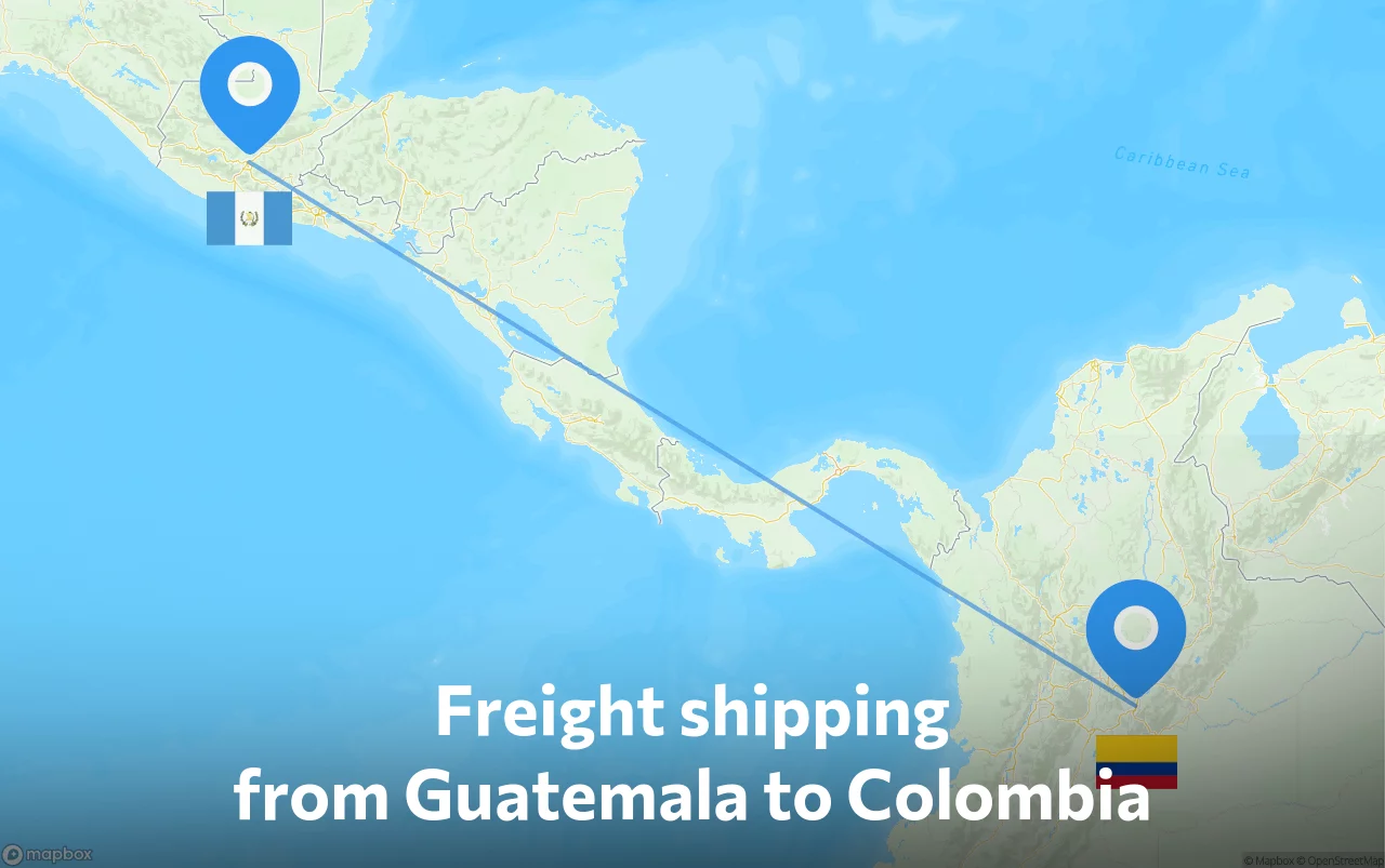 Shipping route from Guatemala to Colombia