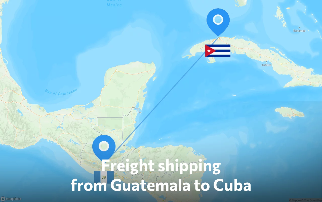 Shipping route from Guatemala to Cuba