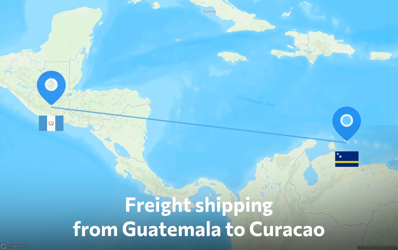 Shipping route from Guatemala to Curacao
