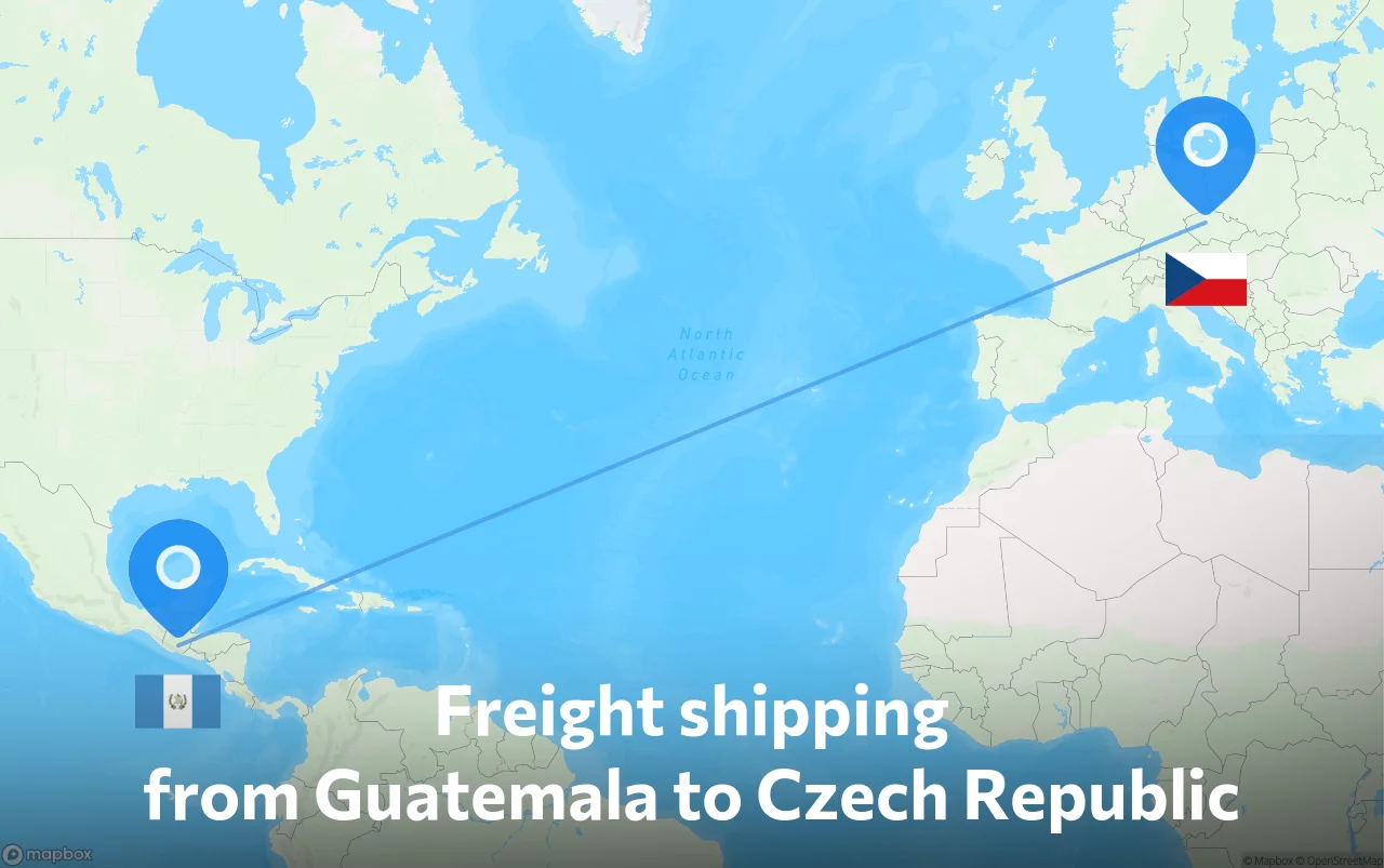 Shipping route from Guatemala to Czech Republic