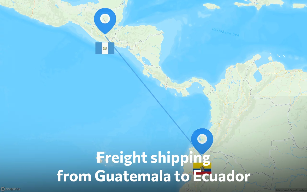 Shipping route from Guatemala to Ecuador
