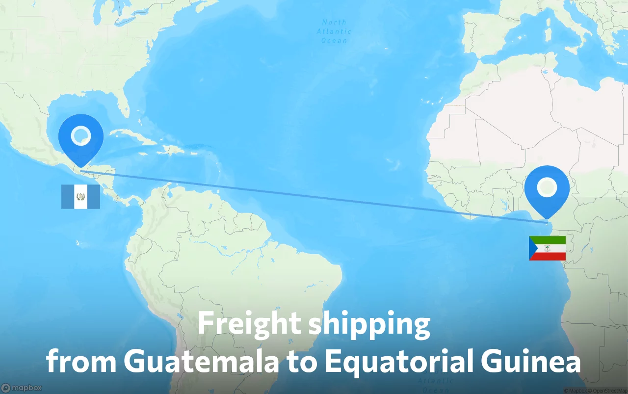 Shipping route from Guatemala to Equatorial Guinea
