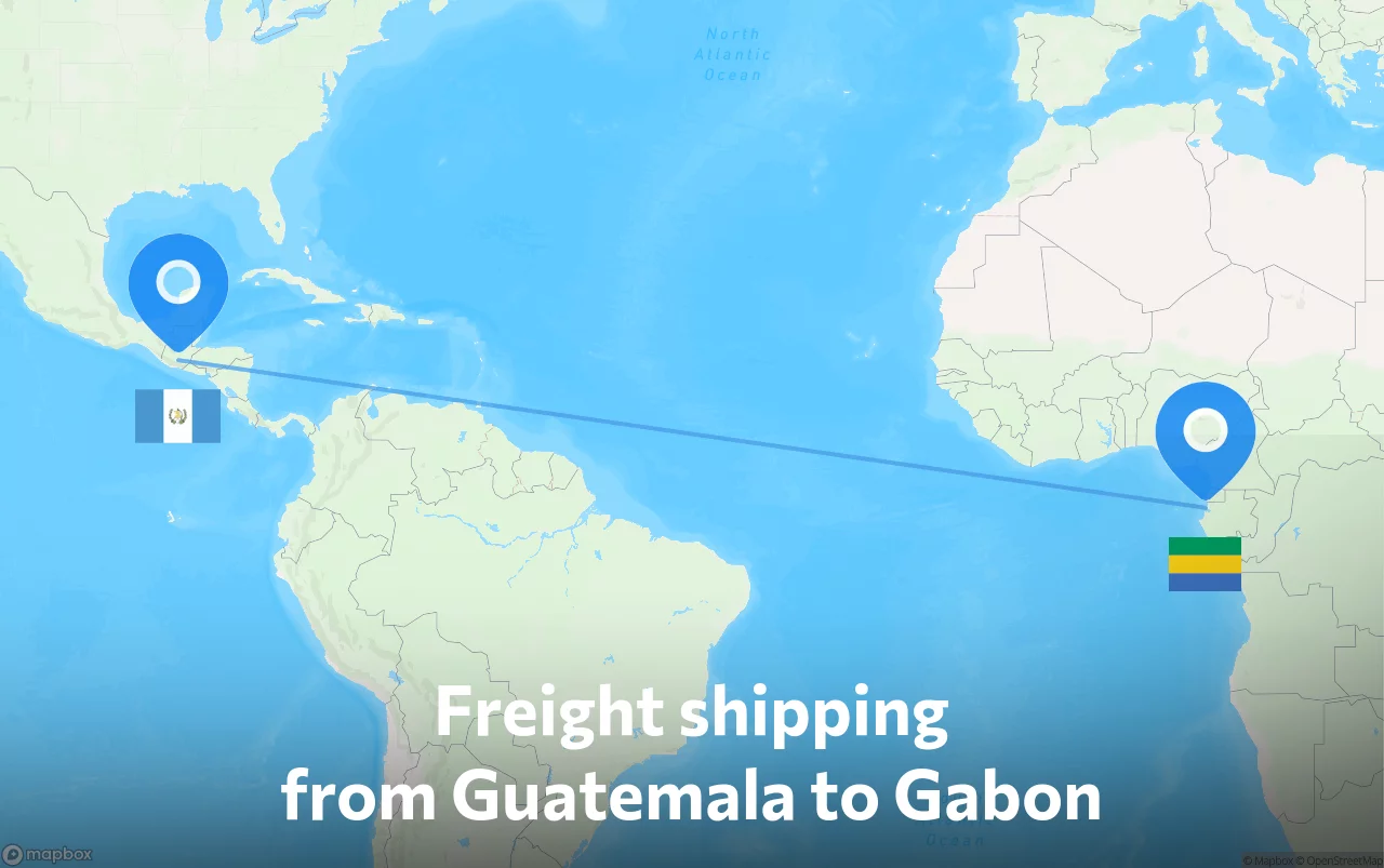 Shipping route from Guatemala to Gabon