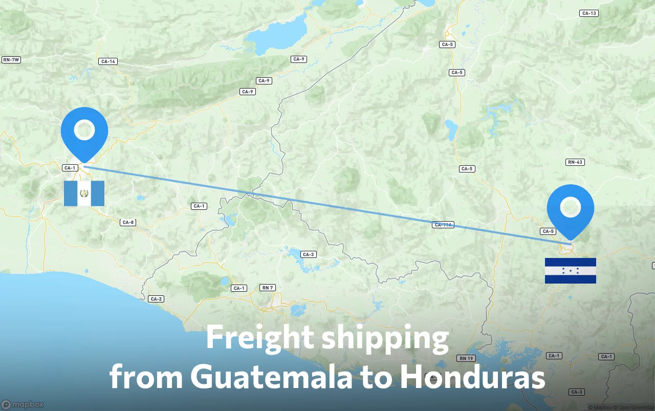 Shipping route from Guatemala to Honduras
