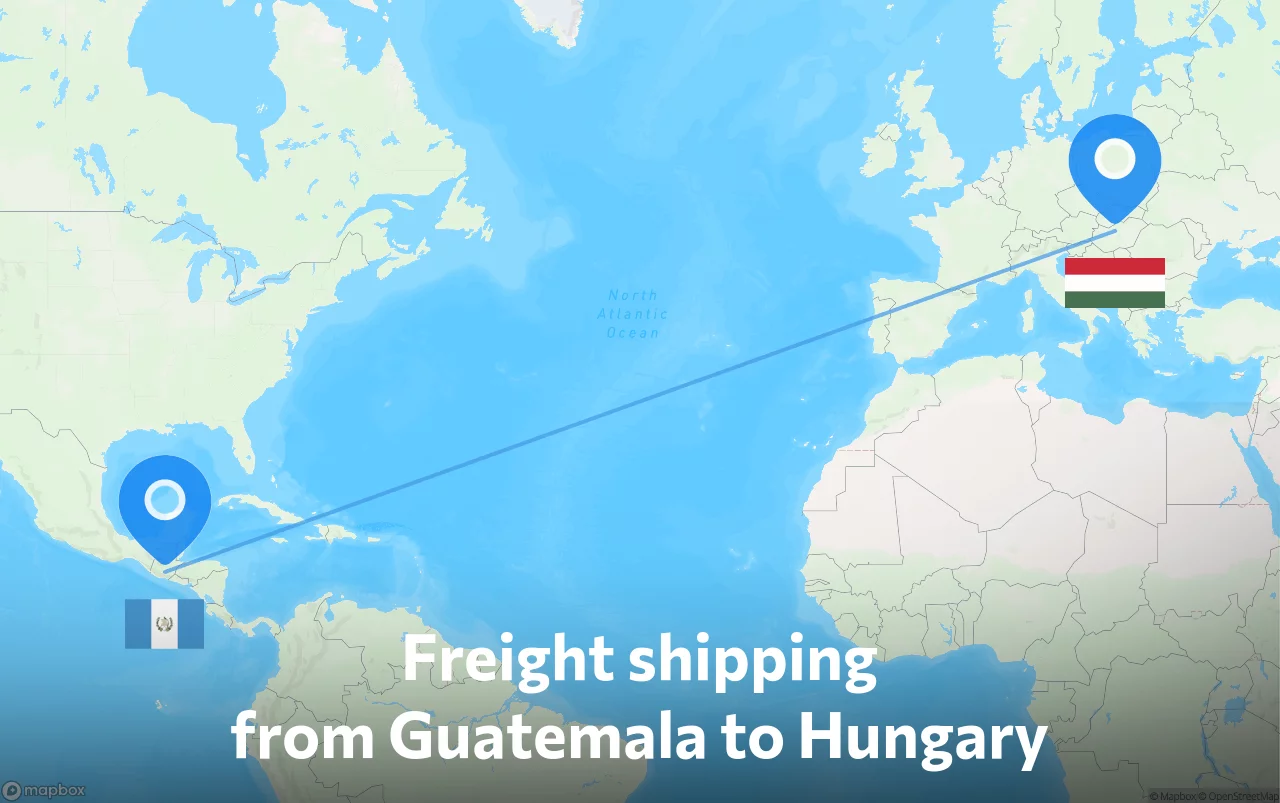 Shipping route from Guatemala to Hungary